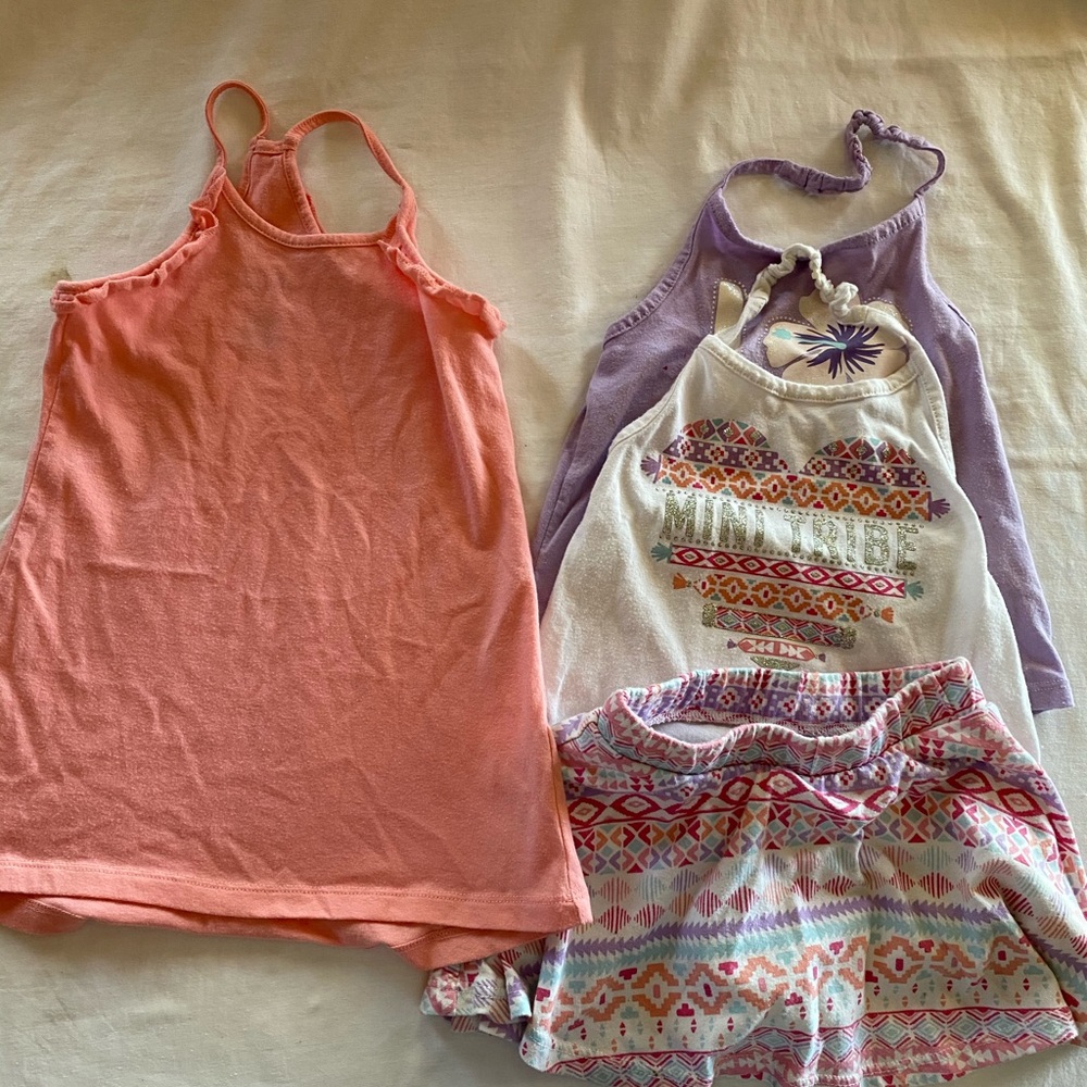 skirt, dress and 2 sleeveless shirts lot toddler